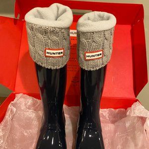 Hunter Gloss Tall Rain Boot - Navy (w/Boot Socks)